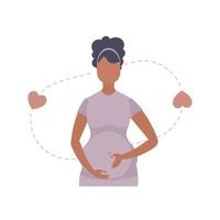 Pregnant girl lovingly holds her belly. isolated. vector. vector
