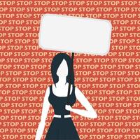 A woman with an empty banner in her hands. Protest concept. Flat style. . vector
