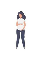 Full length pregnant woman. Well built pregnant female character. Isolated. Flat vector illustration.