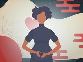 Pregnant girl Banner in Chinese style. . vector