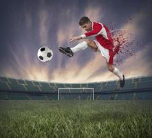 Football player jumping photo