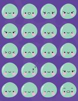 Blobs in Different Moods Kawaii Vector Illustration