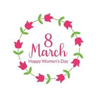 happy Women's day flower background, floral wreath style vector