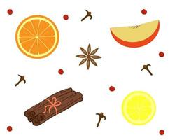 spices and condiments for mulled, vector elements , simple, vibrant