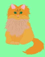 Funny fat red cat very fluffy and cute , vector illustration