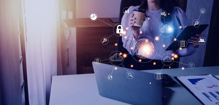 Digital transformation technology strategy, internet of things. the transformation of ideas and the adoption of technology in business in the digital age, enhancing global business capabilities. Ai photo