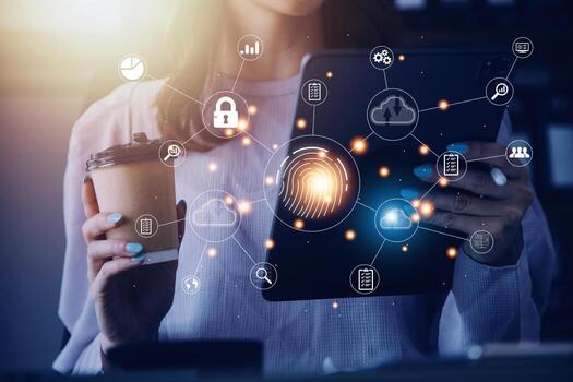 Digital transformation technology strategy, internet of things. the transformation of ideas and the adoption of technology in business in the digital age, enhancing global business capabilities. Ai photo