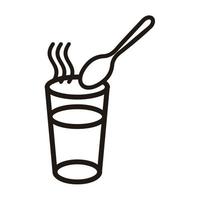 hot water glass and spoon icon vector