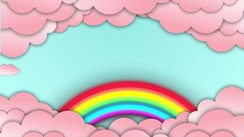 arc en ciel dessin animé des gamins Contexte animation avec nuage. coloré arc en ciel 2d dessin animé animation. les enfants arc en ciel nuage arrière-plan, nuage en mouvement dans le ciel et arc en ciel apparaît video