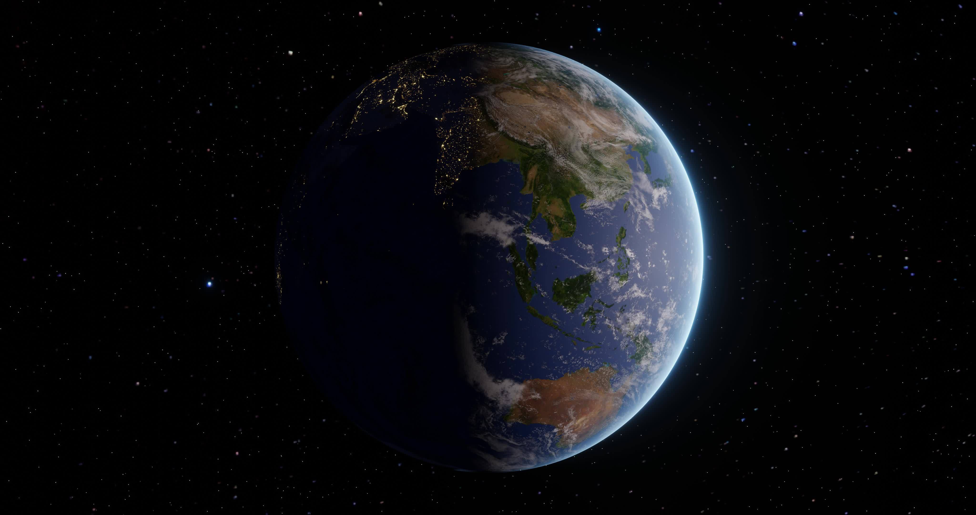 Planet earth from space at night