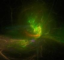 yellow and green abstract drawing on a black background, color digital graphics, design photo