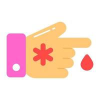 Hand with blood drop vector design of blood test, easy to use icon