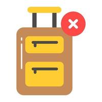 Cross on suitcase, modern and trendy vector of no traveling