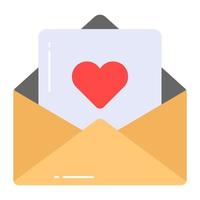 Letter envelope having page with heart, vector of good feedback