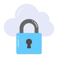 Padlock with cloud showing concept of cloud security vector