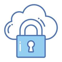 Padlock with cloud denoting vector design of cloud security