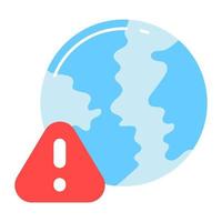 World globe with danger sign concept of global alert vector in editable style