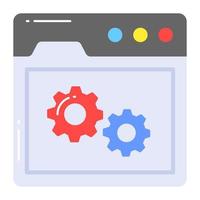 Cogwheels inside webpage denoting concept of web setting icon, premium vector