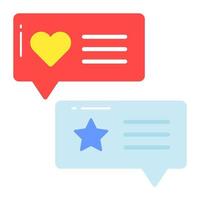 Chat bubbles having star and heart concept of feedback vector