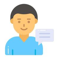 Male avatar with chat bubble denotin concept of customer review icon vector