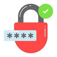 Padlock with check mark denoting secure password vector