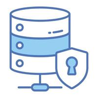 Data server with protection shield, icon of secure database vector