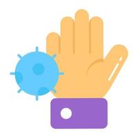 mano con coronavirus concepto de corona cuidado vector, prima icono vector