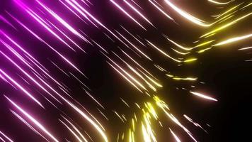 3d futuristische neon licht trails Purper en geel kleur in beweging animaties lus achtergrond video