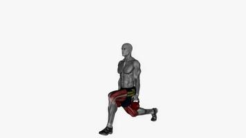 Kettlebell half lunges fitness exercise workout animation video male muscle highlight 4K 60 fps