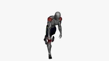 Single leg romanian deadlift dumbbell fitness exercise workout animation video male muscle highlight 4K 60 fps