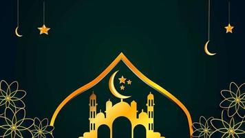 Animated Gold stars and glowing month on a dark blue background. Animated Islamic backgrounds. Animated Eid. Ramadan Animations video