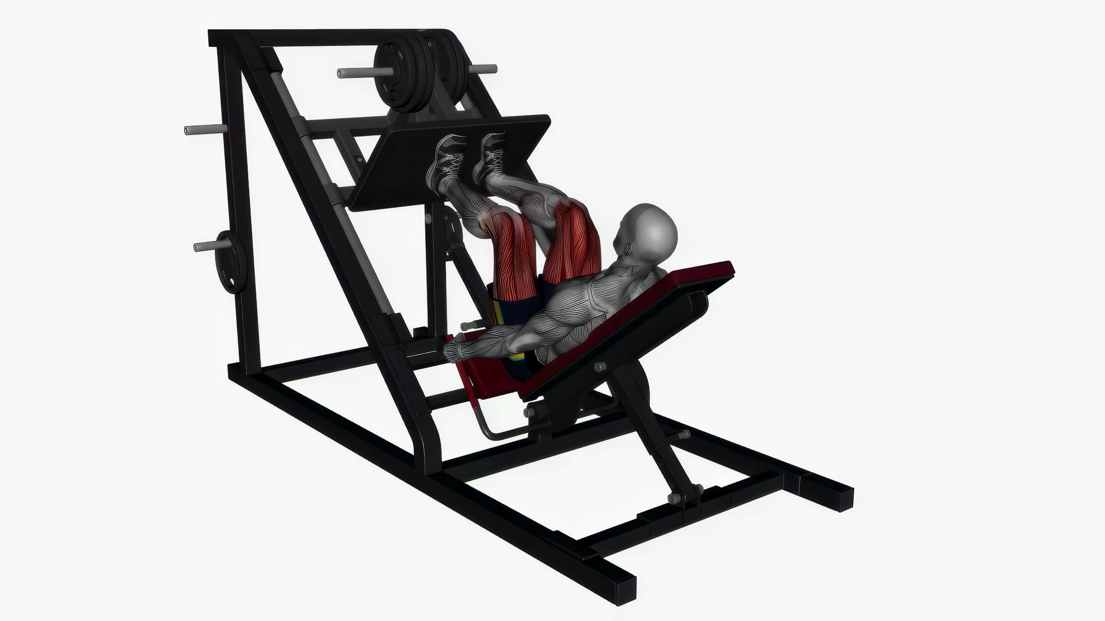 Leg press machine close stance fitness exercise workout animation video
