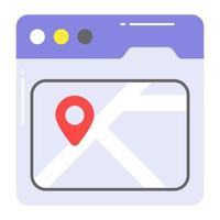 Map pointer on webpage, vector design of geolocation in editable style