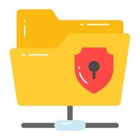Protection shield with network folder, concept vector of secure data network