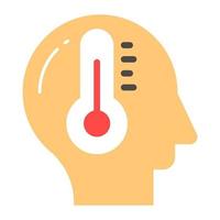 Thermometer and human mind denoting concept of fever vector