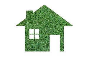 Grass home icon from grass background,Eco Architecture,Green Building,Image clean green house. Ecology , isolated on white photo