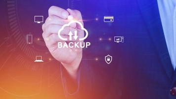 Internet data storage backup, technology business concept, Cloud technology, Data storage, Networking and internet service concept. photo