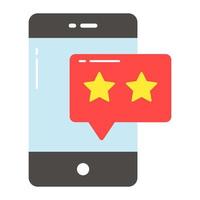 Stars inside chat bubble with mobile denoting mobile app rating vector