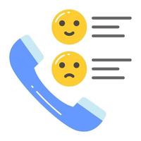 Phone receiver with emojis showing concept of phone call survey vector