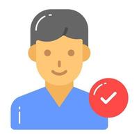 Person avatar with tick mark showing concept vector of verified user