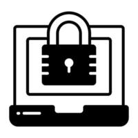 Padlock with laptop denoting vector of laptop security, premium icon