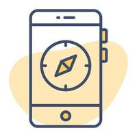 Compass inside mobile denoting vector of mobile compass