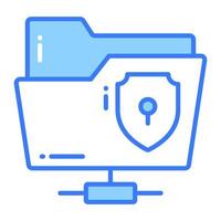 Protection shield with network folder, concept vector of secure data network