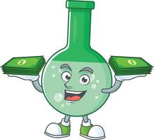 Green chemical bottle Cartoon character vector