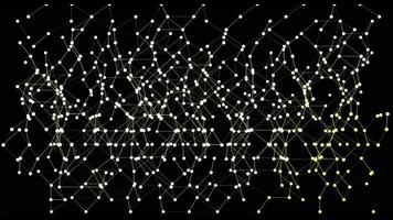 abstract verbinding en communicatie met lijn dots Aan goud achtergrond. communicatie en netwerk concept. video