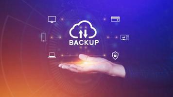 Internet data storage backup, technology business concept, Cloud technology, Data storage, Networking and internet service concept. photo