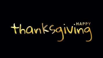 Happy Thanks Giving golden text with light effect video