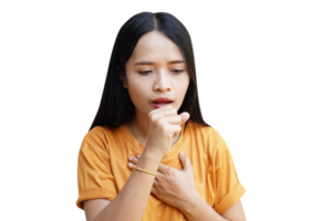 Asian woman coughing from cold png