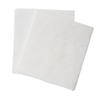 Two folded pieces of white tissue paper or napkin in stack isolated with clipping path in png file format