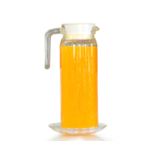 Fresh orange juice in tall jug isolated with clipping path and shadow in png file format